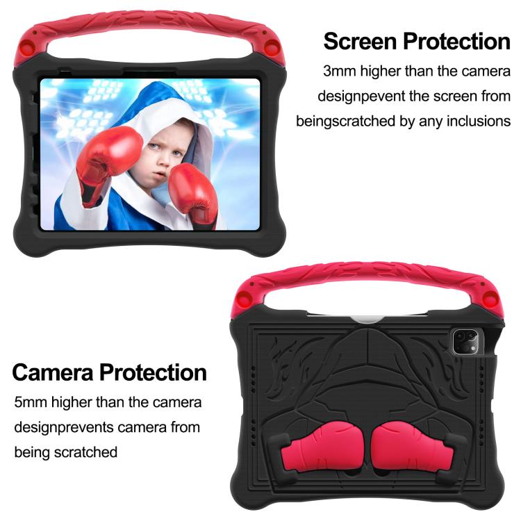 For iPad Pro 11 2024 Boxing Series Kickstand EVA Shockproof Tablet Case with Shoulder Strap(Black Red) - iPad Pro 11 2024 Cases by buy2fix | Online Shopping UK | buy2fix
