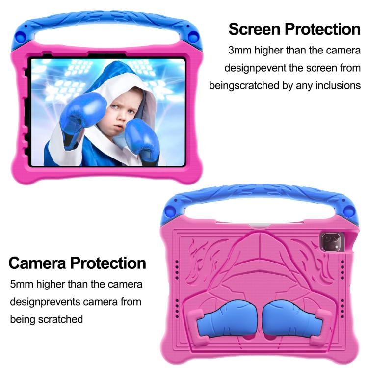 For iPad Pro 11 2024 Boxing Series Kickstand EVA Shockproof Tablet Case with Shoulder Strap(Rose Red Blue) - iPad Pro 11 2024 Cases by buy2fix | Online Shopping UK | buy2fix