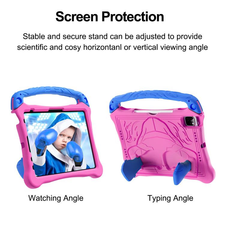 For iPad Pro 11 2024 Boxing Series Kickstand EVA Shockproof Tablet Case with Shoulder Strap(Rose Red Blue) - iPad Pro 11 2024 Cases by buy2fix | Online Shopping UK | buy2fix