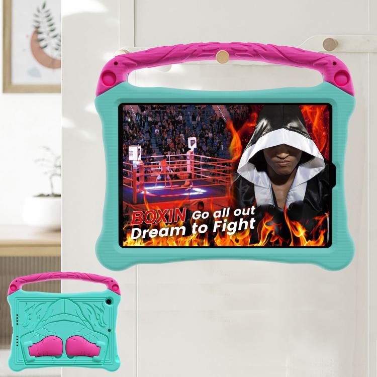 For iPad 10.2 2021 / 2020 / 2019 Boxing Series Kickstand EVA Shockproof Tablet Case with Shoulder Strap(Mint Rose Red) - iPad 10.2 Cases by buy2fix | Online Shopping UK | buy2fix