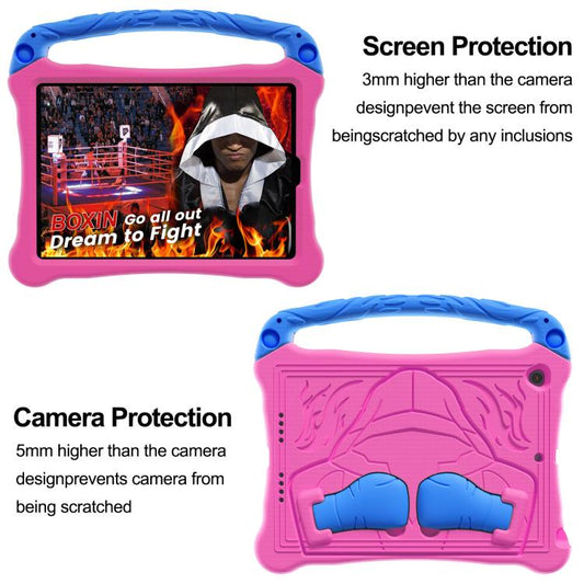For iPad 10.2 2021 / 2020 / 2019 Boxing Series Kickstand EVA Shockproof Tablet Case with Shoulder Strap(Rose Red Blue) - iPad 10.2 Cases by buy2fix | Online Shopping UK | buy2fix