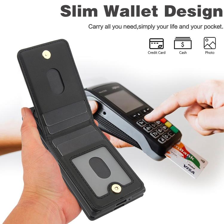 For Samsung Galaxy Z Fold5 AwQuer RFID Vertical Flip Card Bag Holder Leather Phone Case(Black) - Galaxy Z Fold5 Cases by Awquer | Online Shopping UK | buy2fix