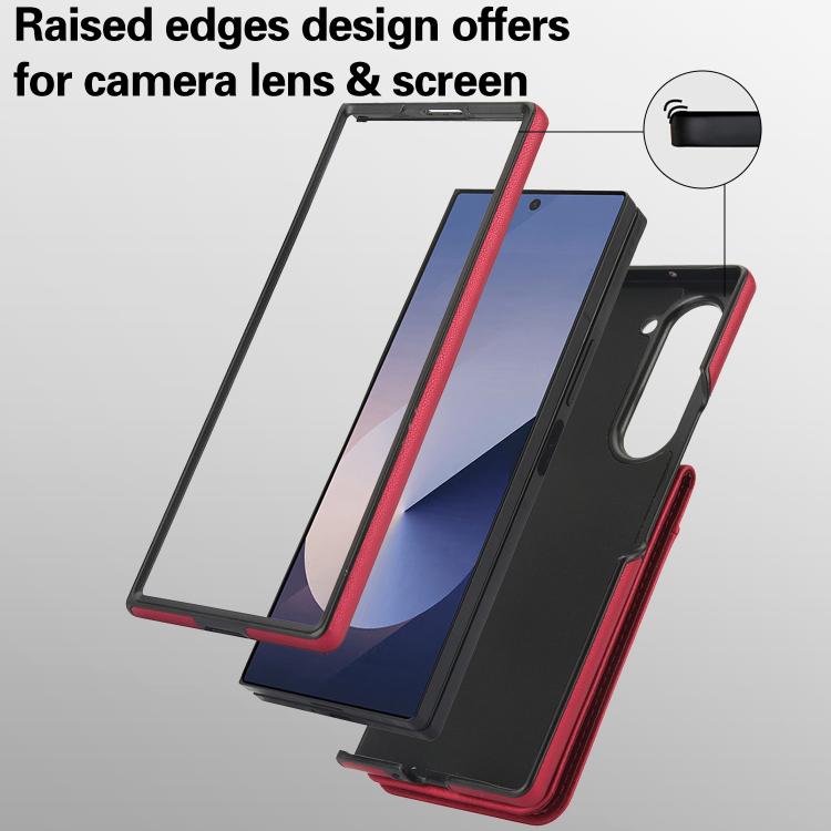 For Samsung Galaxy Z Fold5 AwQuer RFID Vertical Flip Card Bag Holder Leather Phone Case(Red) - Galaxy Z Fold5 Cases by Awquer | Online Shopping UK | buy2fix