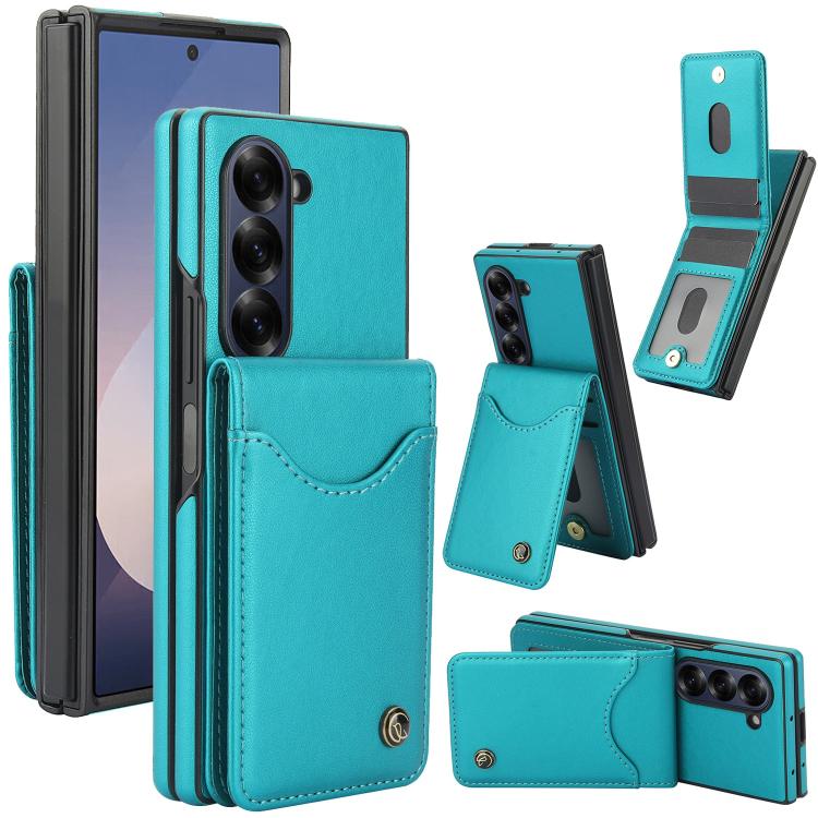 For Samsung Galaxy Z Fold5 AwQuer RFID Vertical Flip Card Bag Holder Leather Phone Case(Green) - Galaxy Z Fold5 Cases by Awquer | Online Shopping UK | buy2fix