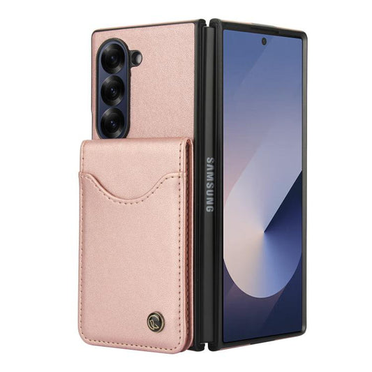 For Samsung Galaxy Z Fold5 AwQuer RFID Vertical Flip Card Bag Holder Leather Phone Case(Rose Gold) - Galaxy Z Fold5 Cases by Awquer | Online Shopping UK | buy2fix
