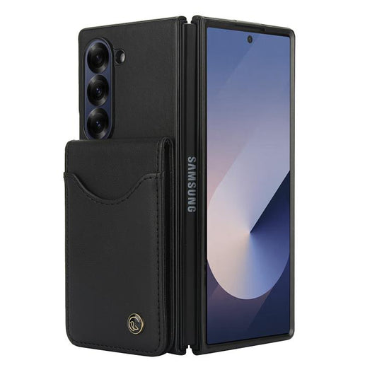 For Samsung Galaxy Z Fold6 AwQuer RFID Vertical Flip Card Bag Holder Leather Phone Case(Black) - Galaxy Z Fold6 5G Cases by Awquer | Online Shopping UK | buy2fix