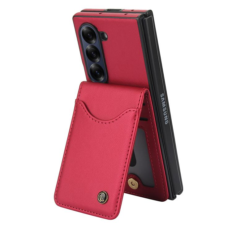 For Samsung Galaxy Z Fold6 AwQuer RFID Vertical Flip Card Bag Holder Leather Phone Case(Red) - Galaxy Z Fold6 5G Cases by Awquer | Online Shopping UK | buy2fix