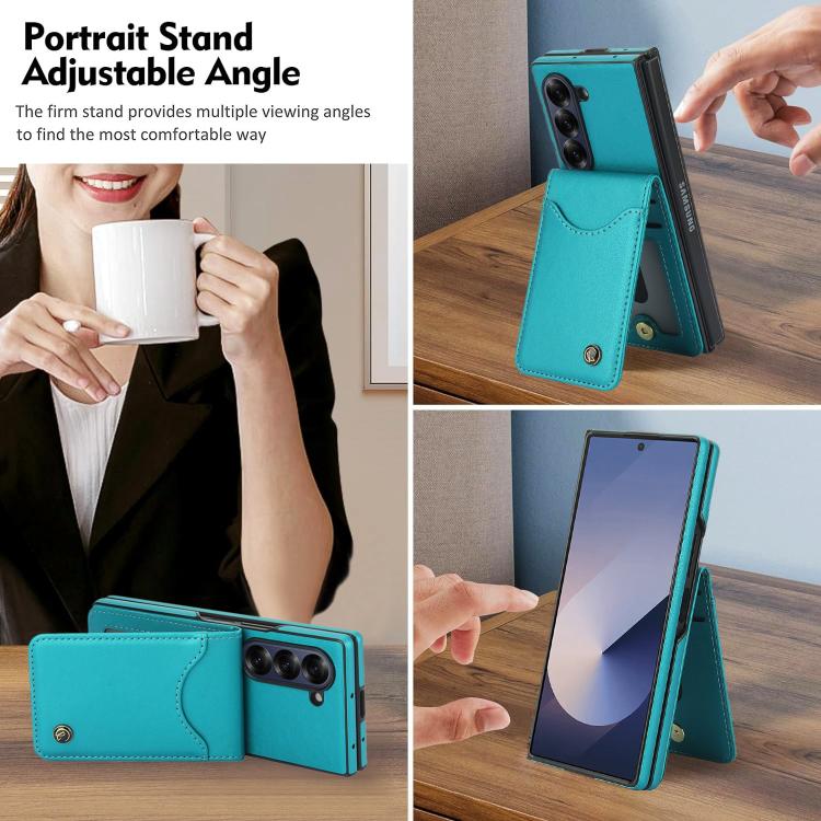 For Samsung Galaxy Z Fold6 AwQuer RFID Vertical Flip Card Bag Holder Leather Phone Case(Green) - Galaxy Z Fold6 5G Cases by Awquer | Online Shopping UK | buy2fix