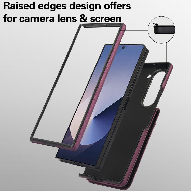 For Samsung Galaxy Z Fold6 AwQuer RFID Vertical Flip Card Bag Holder Leather Phone Case(Dark Purple) - Galaxy Z Fold6 5G Cases by Awquer | Online Shopping UK | buy2fix
