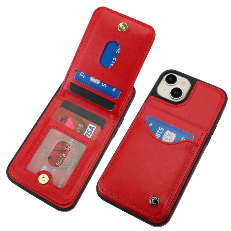 For iPhone 14 / 13 AwQuer Vertical Flip Card Bag Holder Leather Phone Case(Red) - iPhone 14 Cases by Awquer | Online Shopping UK | buy2fix
