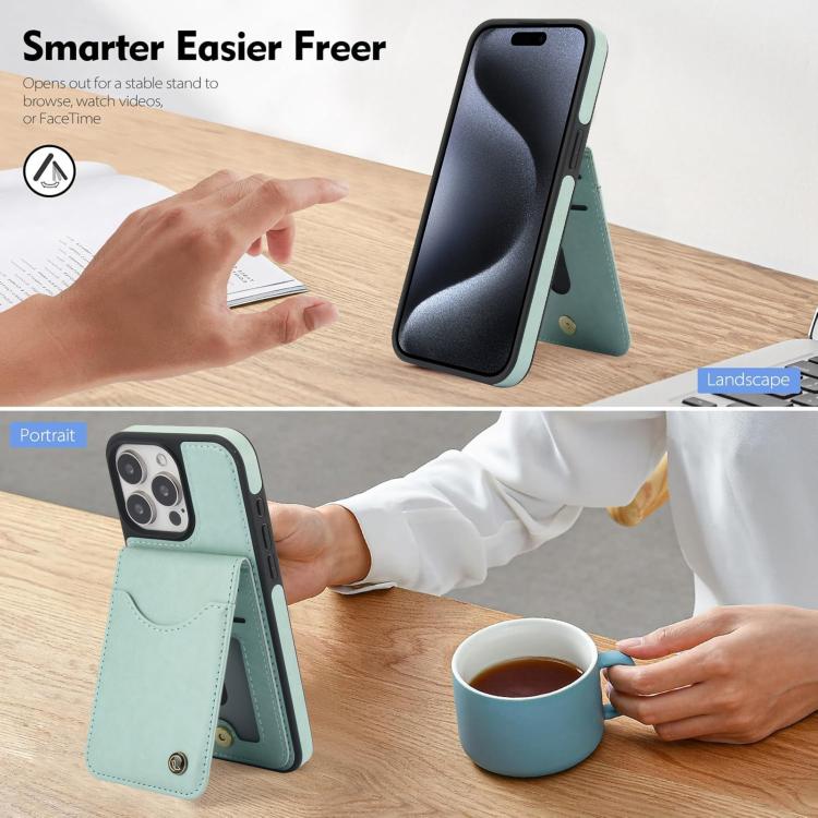 For iPhone 14 Pro AwQuer Vertical Flip Card Bag Holder Leather Phone Case(Green) - iPhone 14 Pro Cases by Awquer | Online Shopping UK | buy2fix