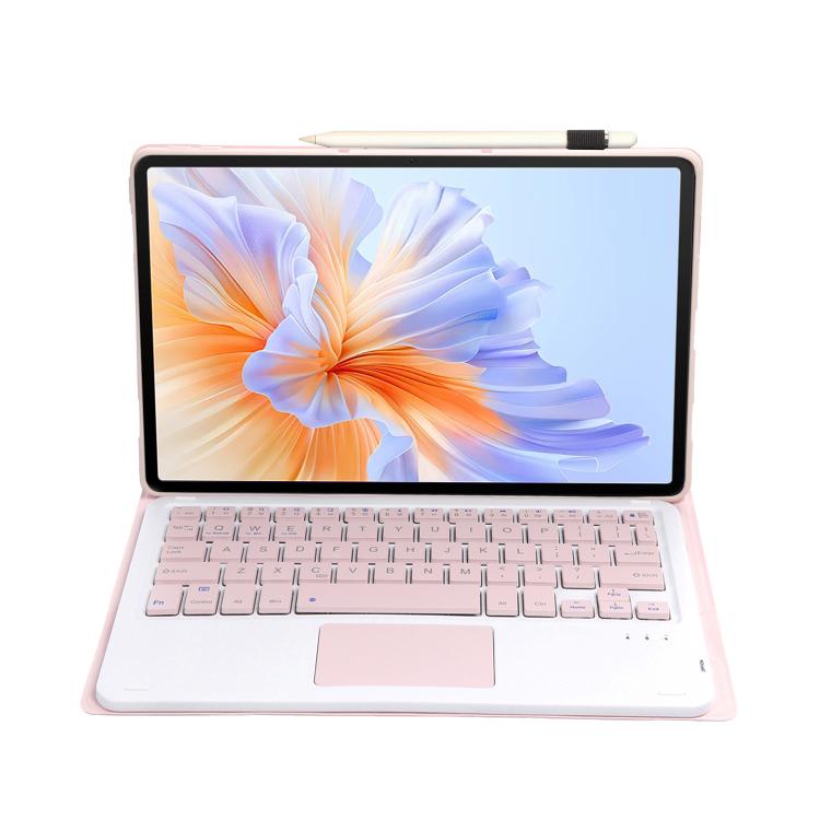 For Honor Pad V9 AH27-A Ultra-thin Detachable Bluetooth Keyboard Leather Tablet Case with Touchpad(Pink White) - Huawei Keyboard by buy2fix | Online Shopping UK | buy2fix