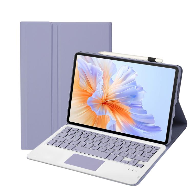For Honor Pad V9 AH27-A Ultra-thin Detachable Bluetooth Keyboard Leather Tablet Case with Touchpad(Lavender White) - For Huawei by buy2fix | Online Shopping UK | buy2fix
