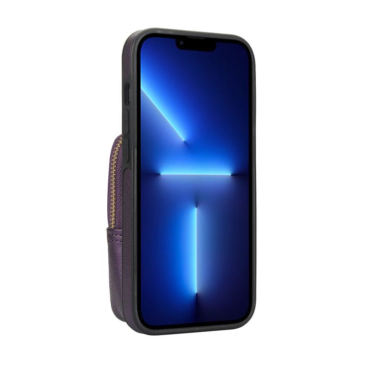 For iPhone 14 Pro Max AwQuer Crossbody Zipper Wallet Bag Litchi Leather Phone Case(Dark Purple) - iPhone 14 Pro Max Cases by Awquer | Online Shopping UK | buy2fix