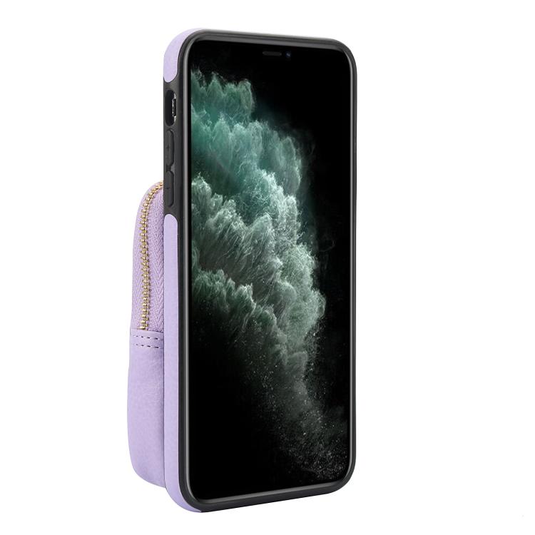 For iPhone 11 Pro Max AwQuer Crossbody Zipper Wallet Bag Litchi Leather Phone Case(Light Purple) - iPhone 11 Pro Max Cases by Awquer | Online Shopping UK | buy2fix