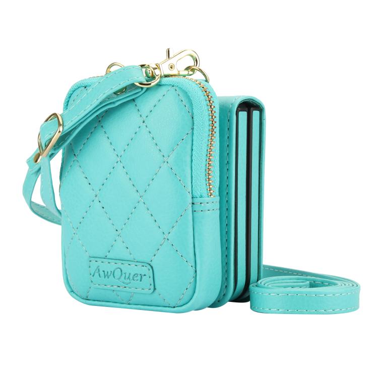For Samsung Galaxy Z Flip6 / Flip7 FE AwQuer Crossbody Zipper Wallet Bag Litchi Leather Phone Case(Mint Green) - Galaxy Z Flip6 5G Cases by Awquer | Online Shopping UK | buy2fix