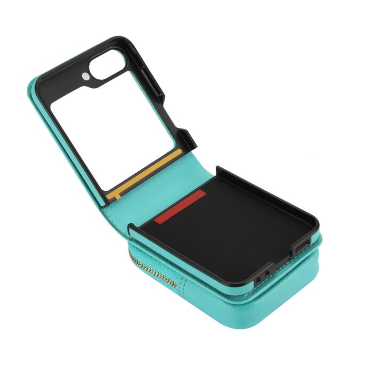 For Samsung Galaxy Z Flip6 / Flip7 FE AwQuer Crossbody Zipper Wallet Bag Litchi Leather Phone Case(Mint Green) - Galaxy Z Flip6 5G Cases by Awquer | Online Shopping UK | buy2fix