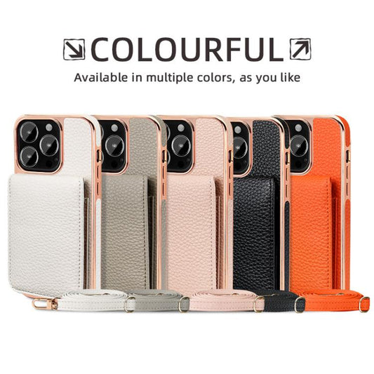 For iPhone 14 Plus VIETAO Litchi Texture Wallet PU Phone Case with Lanyard(Grey) - iPhone 14 Plus Cases by VIETAO | Online Shopping UK | buy2fix