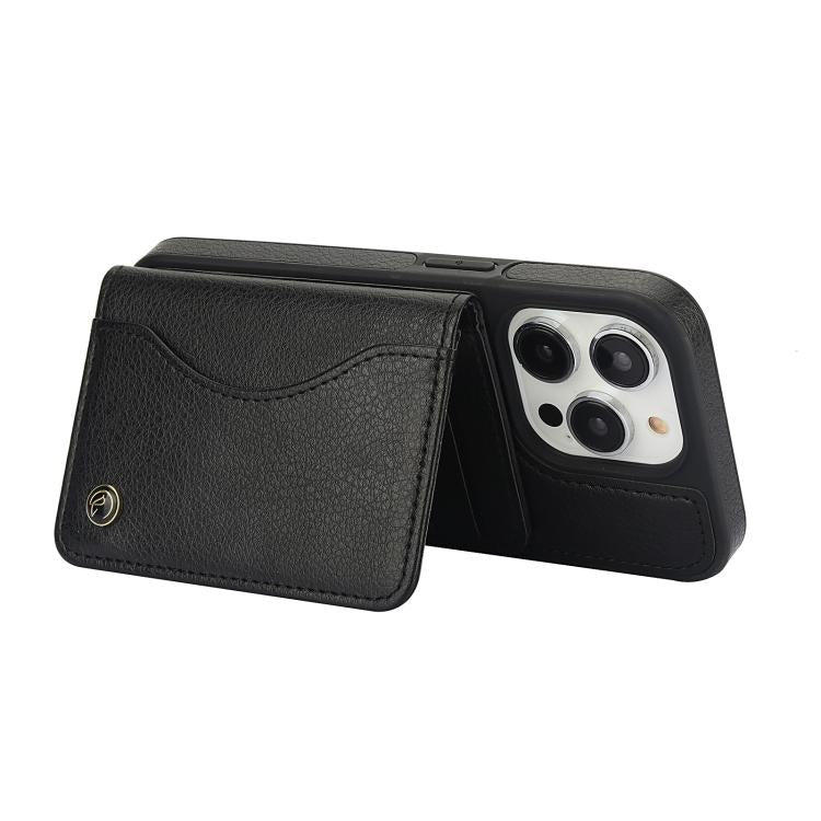 For iPhone 13 Pro Max AwQuer Horizontal Flip Card Bag Holder Leather Phone Case(Black) - iPhone 13 Pro Max Cases by Awquer | Online Shopping UK | buy2fix