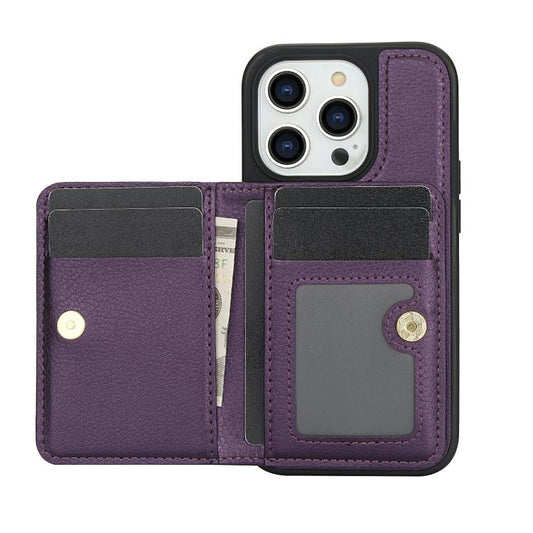For iPhone 15 Pro Max AwQuer Horizontal Flip Card Bag Holder Leather Phone Case(Dark Purple) - iPhone 15 Pro Max Cases by Awquer | Online Shopping UK | buy2fix