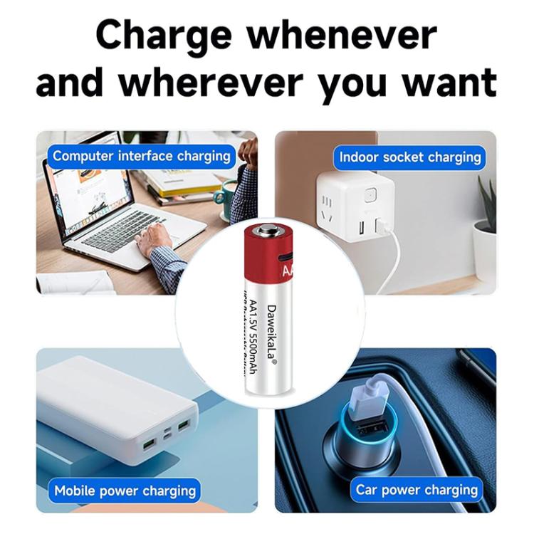 5500mAh AA 1.5V USB Rechargeable Lithium-ion Battery - Li-ion Batteries by buy2fix | Online Shopping UK | buy2fix