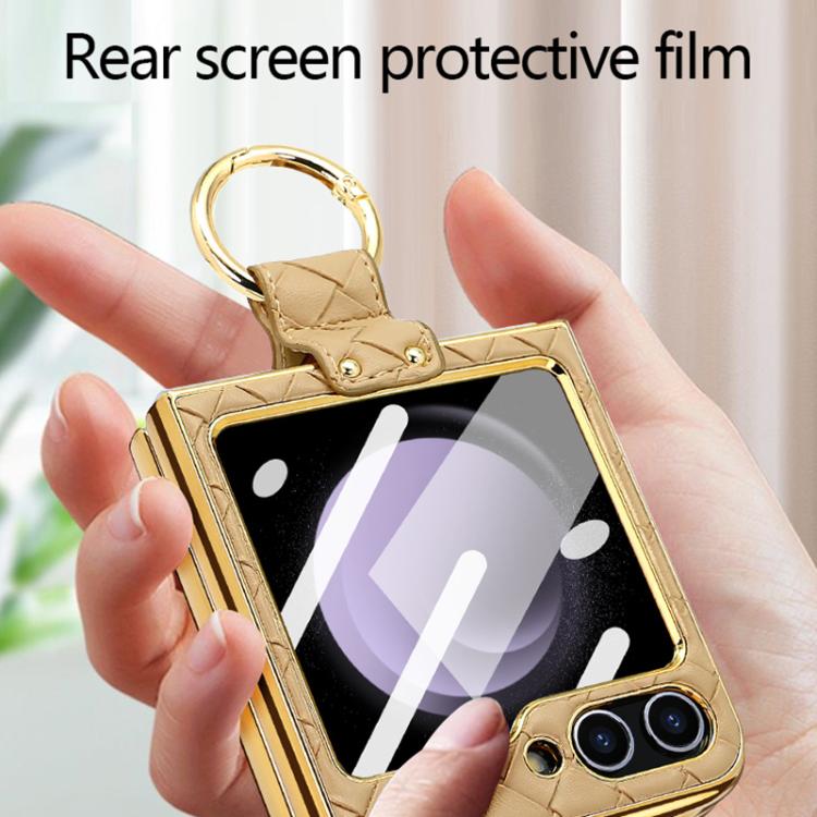 For Samsung Galaxy Z Flip6 / Flip7 FE VIETAO Woven Leather Metal Ring Phone Case(Green) - Galaxy Z Flip6 5G Cases by VIETAO | Online Shopping UK | buy2fix