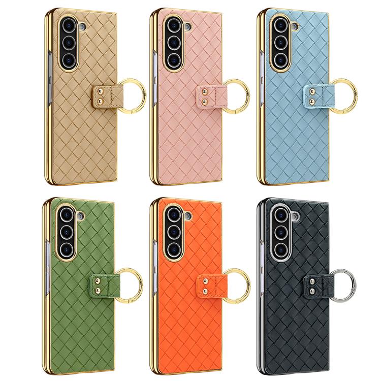 For Samsung Galaxy Z Fold6 VIETAO Woven Leather Metal Ring Phone Case(Black) - Galaxy Z Fold6 5G Cases by VIETAO | Online Shopping UK | buy2fix