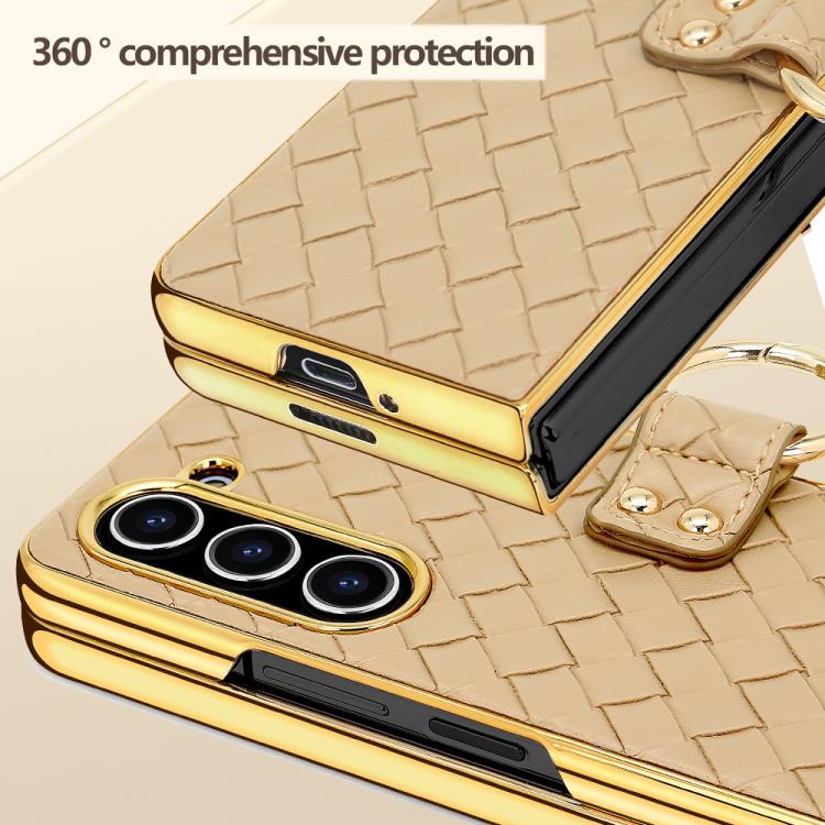 For Samsung Galaxy Z Fold6 VIETAO Woven Leather Metal Ring Phone Case(Black) - Galaxy Z Fold6 5G Cases by VIETAO | Online Shopping UK | buy2fix