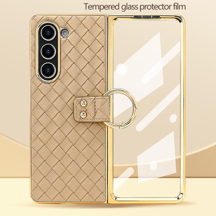 For Samsung Galaxy Z Fold6 VIETAO Woven Leather Metal Ring Phone Case(Black) - Galaxy Z Fold6 5G Cases by VIETAO | Online Shopping UK | buy2fix