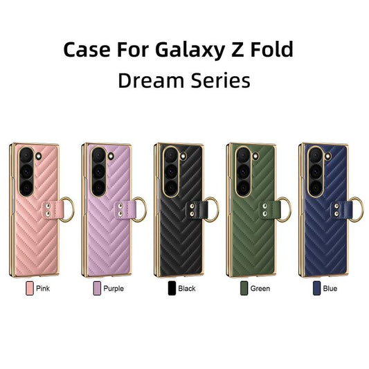 For Samsung Galaxy Z Fold4 VIETAO Dream Series Metal Ring Leather Phone Case(Blue) - Galaxy Z Fold4 5G Cases by VIETAO | Online Shopping UK | buy2fix