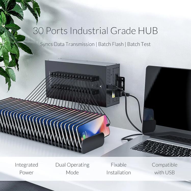 ORICO IH30P Industrial Grade 30 Ports USB 2.0 Hub, Plug:AU Plug(Black) - USB 2.0 HUB by ORICO | Online Shopping UK | buy2fix