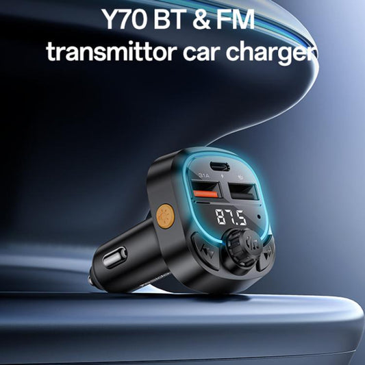 Yesido Y70 Car Bluetooth FM Transmitter(Black) - Bluetooth Car Kits by Yesido | Online Shopping UK | buy2fix