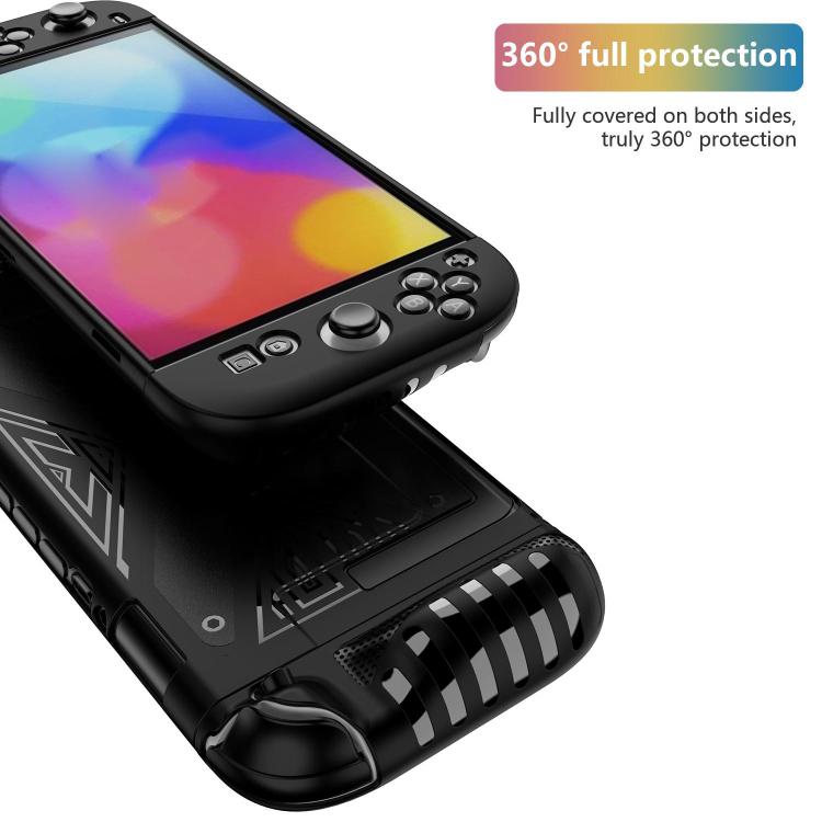 For Nintendo Switch 2 Detachable X-pattern Protective Case with Holder(Black) - Cases by buy2fix | Online Shopping UK | buy2fix