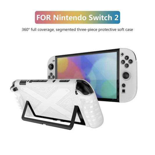 For Nintendo Switch 2 Detachable X-pattern Protective Case with Holder(White) - Cases by buy2fix | Online Shopping UK | buy2fix