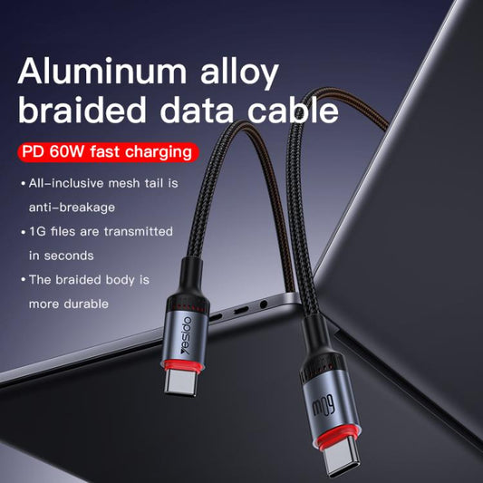 Yesido CA183 PD60W 3A USB-C / Type-C to USB-C / Type-C Charging Data Cable, Length: 2m(Black) - USB-C & Type-C Cable by Yesido | Online Shopping UK | buy2fix