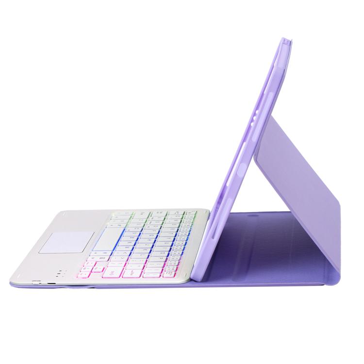 For iPad 9.7 2018&2017 / Pro 9.7 / Air 2 Lambskin Pen Slot Touch Pad Backlight Bluetooth Keyboard Leather Tablet Case(Purple) - For iPad Air by buy2fix | Online Shopping UK | buy2fix