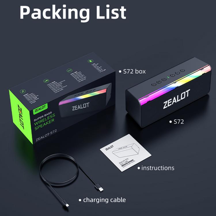 ZEALOT S72 20W High Power Portable Wireless Bluetooth Speaker(Black) - Waterproof Speaker by ZEALOT | Online Shopping UK | buy2fix