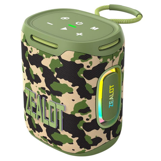 Zealot S122 25W High Power IPX6 Waterproof Outdoor RGB Light Bluetooth Speaker(Camouflage Green) - Desktop Speaker by ZEALOT | Online Shopping UK | buy2fix