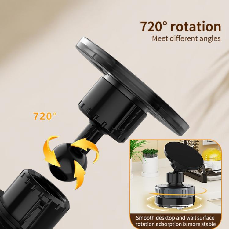CTT26 Foldable Vacuum Magnetic Suction Cup Kitchen Phone Holder(Black) - Desktop Holder by buy2fix | Online Shopping UK | buy2fix