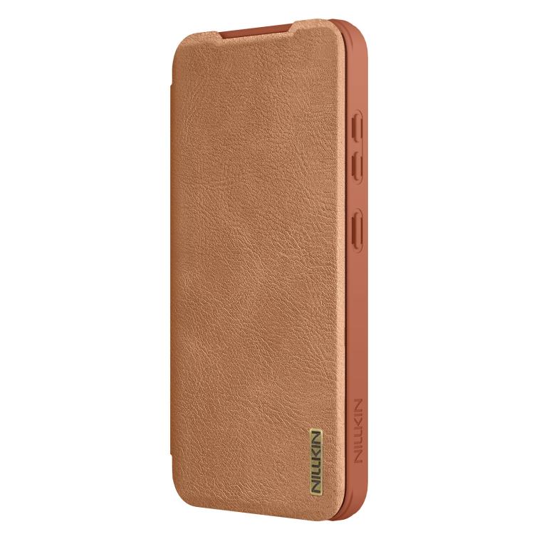 For Samsung Galaxy S25 5G NILLKIN QIN Series Pro Sliding Camera Cover Design Leather Phone Case(Brown) - Galaxy S25 5G Cases by NILLKIN | Online Shopping UK | buy2fix