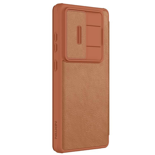 For Samsung Galaxy S25 Ultra 5G NILLKIN QIN Series Pro Sliding Camera Cover Design Leather Phone Case(Brown) - Galaxy S25 Ultra 5G Cases by NILLKIN | Online Shopping UK | buy2fix
