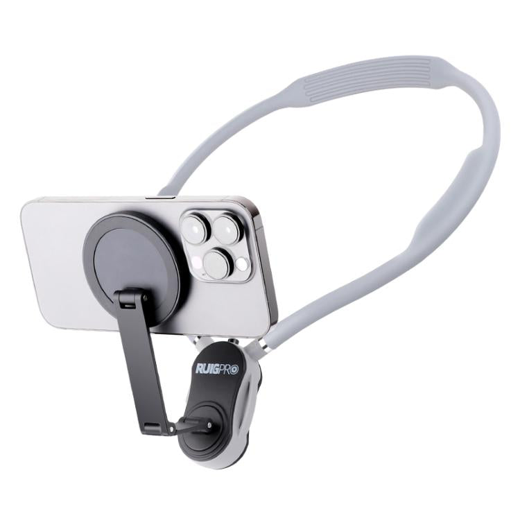 RUIGPRO Magnetic Neck Mount Anti-shake Phone Bracket(Grey) - Holder by RUIGPRO | Online Shopping UK | buy2fix