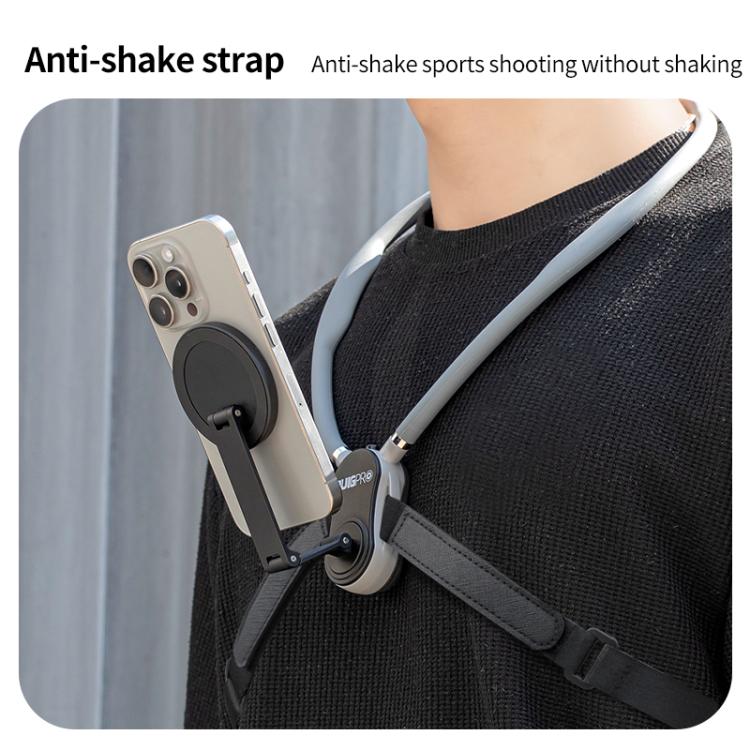 RUIGPRO Magnetic Neck Mount Anti-shake Phone Bracket(Grey) - Holder by RUIGPRO | Online Shopping UK | buy2fix