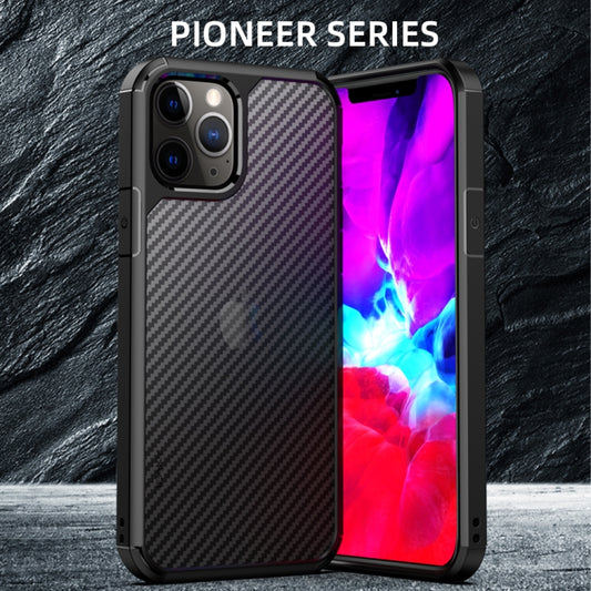 For iPhone 12 Pro Max iPAKY Pioneer Series Carbon Fiber Texture Shockproof TPU + PC Case(Black) - iPhone 12 Pro Max Cases by iPAKY | Online Shopping UK | buy2fix