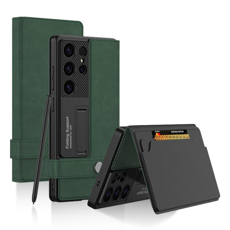 For Samsung Galaxy S25 Ultra 5G GKK Flip Wallet Leather Phone Case, Frosted Series, Not Included Pen(Frosted Green) - Galaxy S25 Ultra 5G Cases by GKK | Online Shopping UK | buy2fix