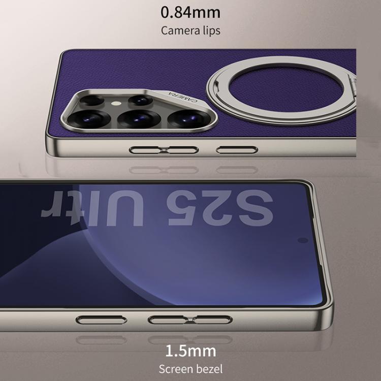 For Samsung Galaxy S25 Ultra 5G GKK Metal Paint Skin Feel Leather Phone Case With Magnetic Rotating Holder, Not Included Pen(Purple) - Galaxy S25 Ultra 5G Cases by GKK | Online Shopping UK | buy2fix