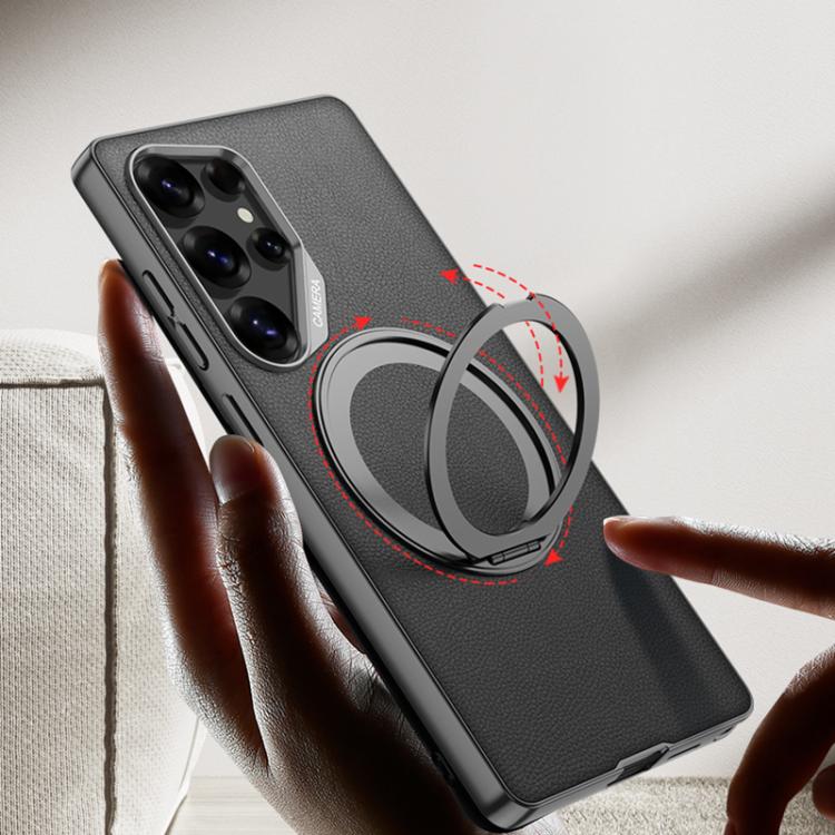 For Samsung Galaxy S25 Ultra 5G GKK Metal Paint Skin Feel Leather Phone Case With Magnetic Rotating Holder, Not Included Pen(Purple) - Galaxy S25 Ultra 5G Cases by GKK | Online Shopping UK | buy2fix