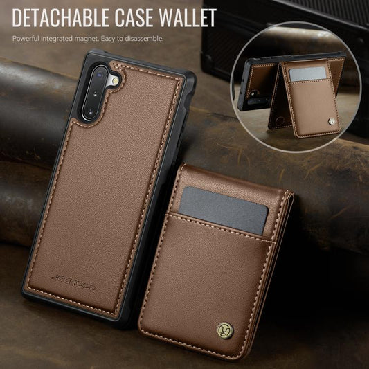 For Samsung Galaxy Note10 JEEHOOD J06 British Style RFID MagSafe Card Bag PU Phone Case(Brown) - Galaxy Phone Cases by JEEHOOD | Online Shopping UK | buy2fix