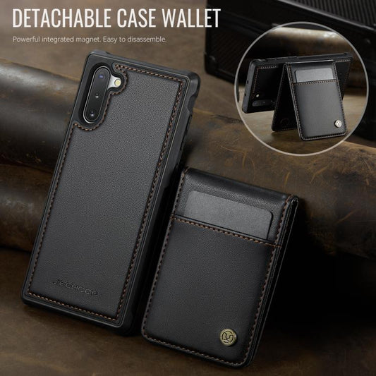 For Samsung Galaxy Note10+ JEEHOOD J06 British Style RFID MagSafe Card Bag PU Phone Case(Black) - Galaxy Phone Cases by JEEHOOD | Online Shopping UK | buy2fix