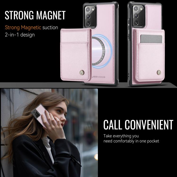For Samsung Galaxy Note20 JEEHOOD J06 British Style RFID MagSafe Card Bag PU Phone Case(Pink) - Galaxy Note20 Cases by JEEHOOD | Online Shopping UK | buy2fix